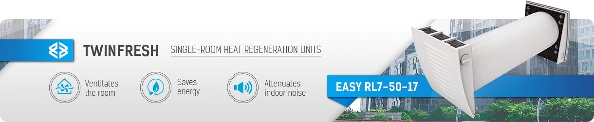 Single-room heat regeneration unit VENTS TwinFresh Easy RL7-50-17